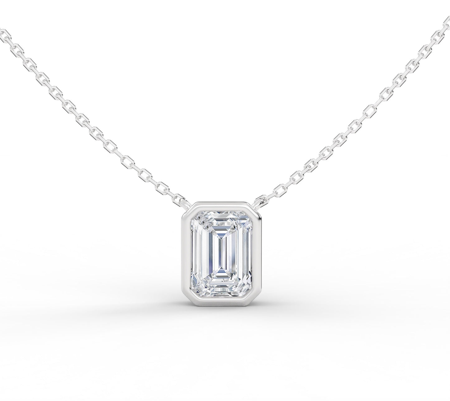 Emerald-Cut Bazzle Diamond Necklace