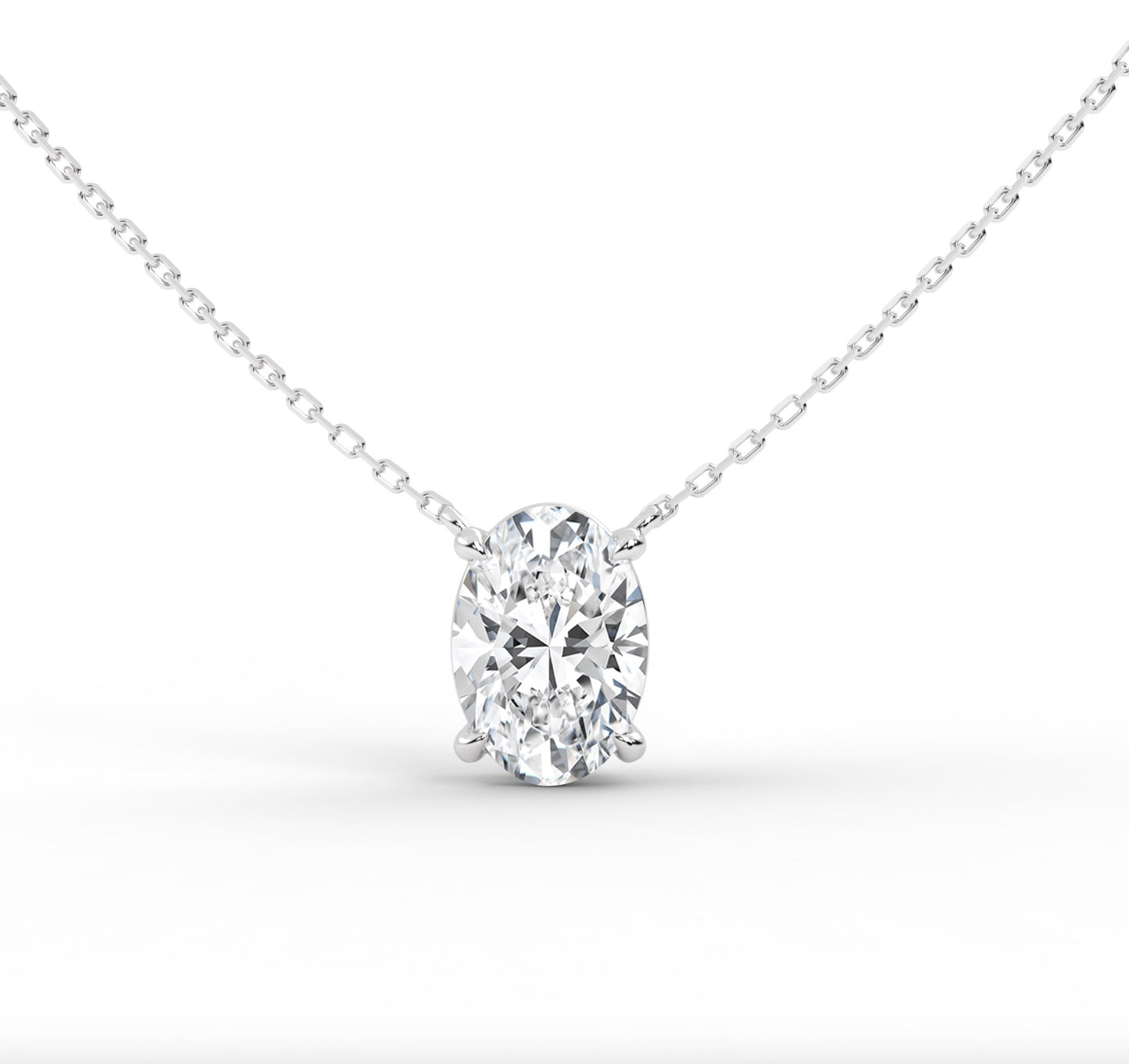 Oval Solitaire Diamond Necklace