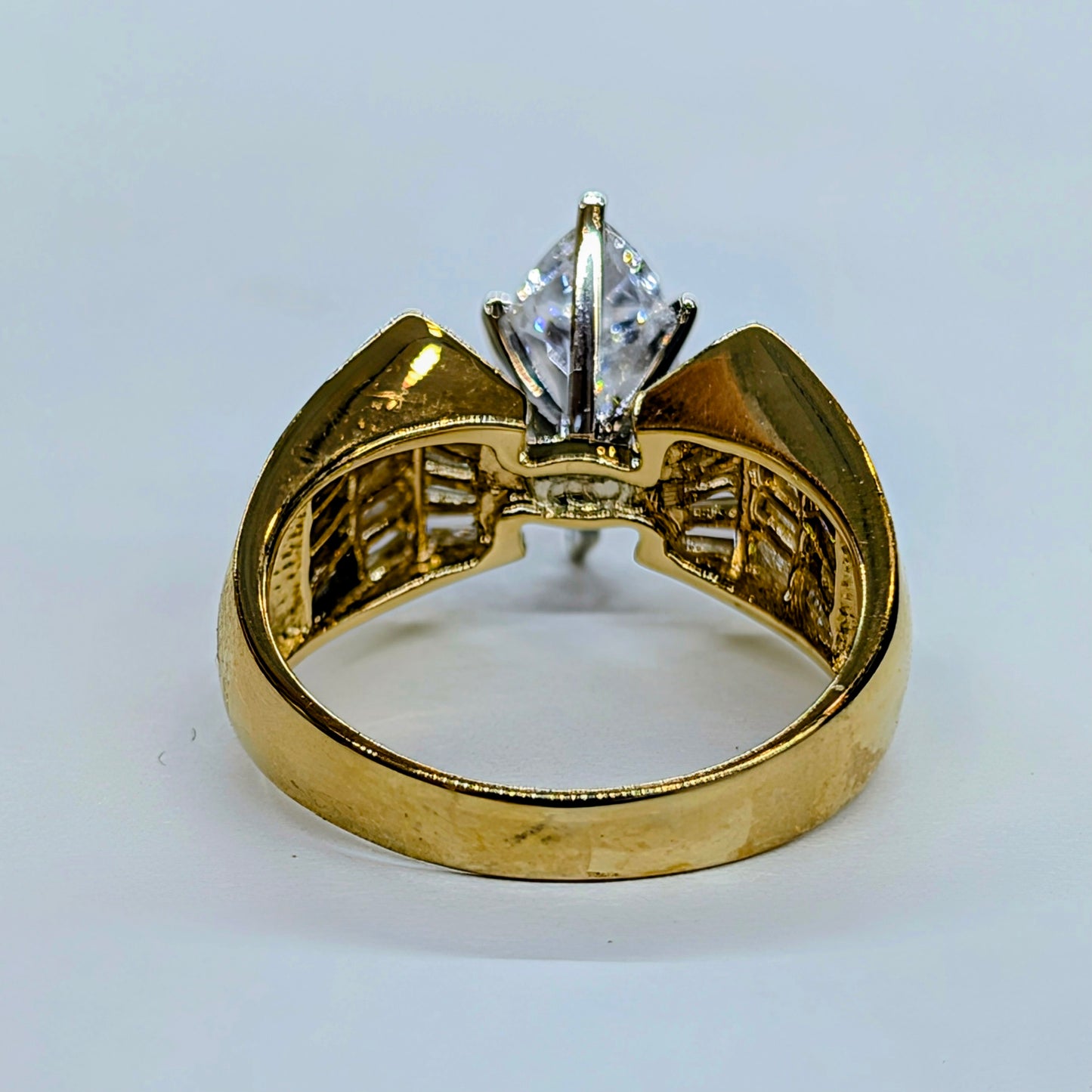 14K Yellow Gold CZ Marquise & Baguette Ring — 7.4g | Size 8.5