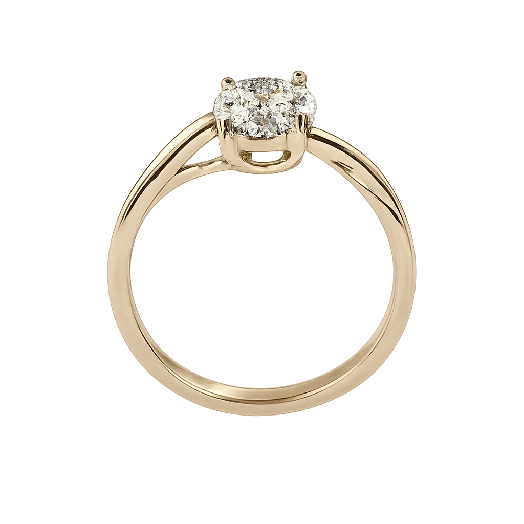 The "Infinity" Bridal Set: 18K Yellow Gold 1ct Round Lab Diamond Solitaire & Pave Wedding Band