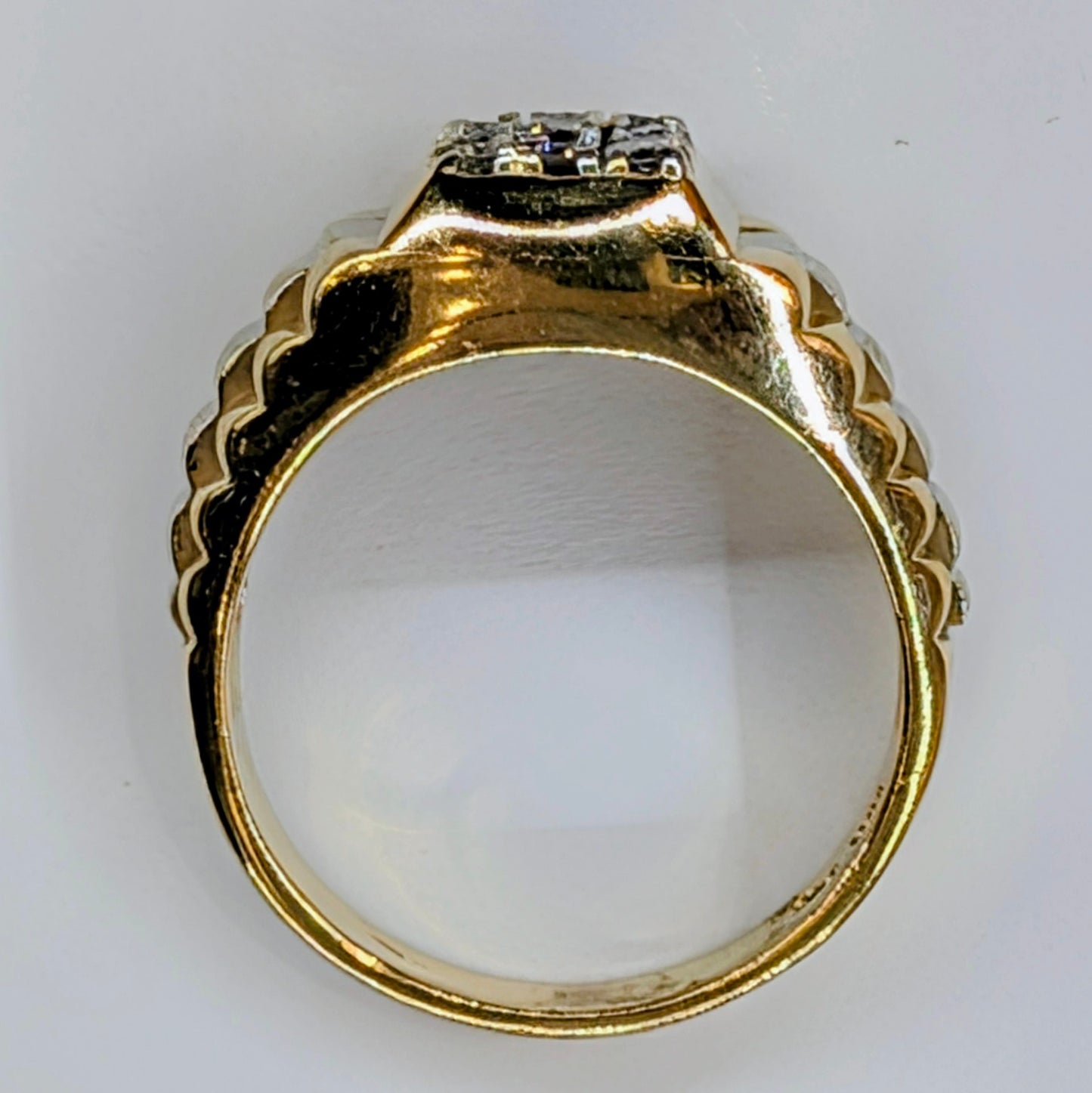 14K Yellow Gold Diamond Cluster Men's Ring — Watch Band Style | 10.6g | Size 12