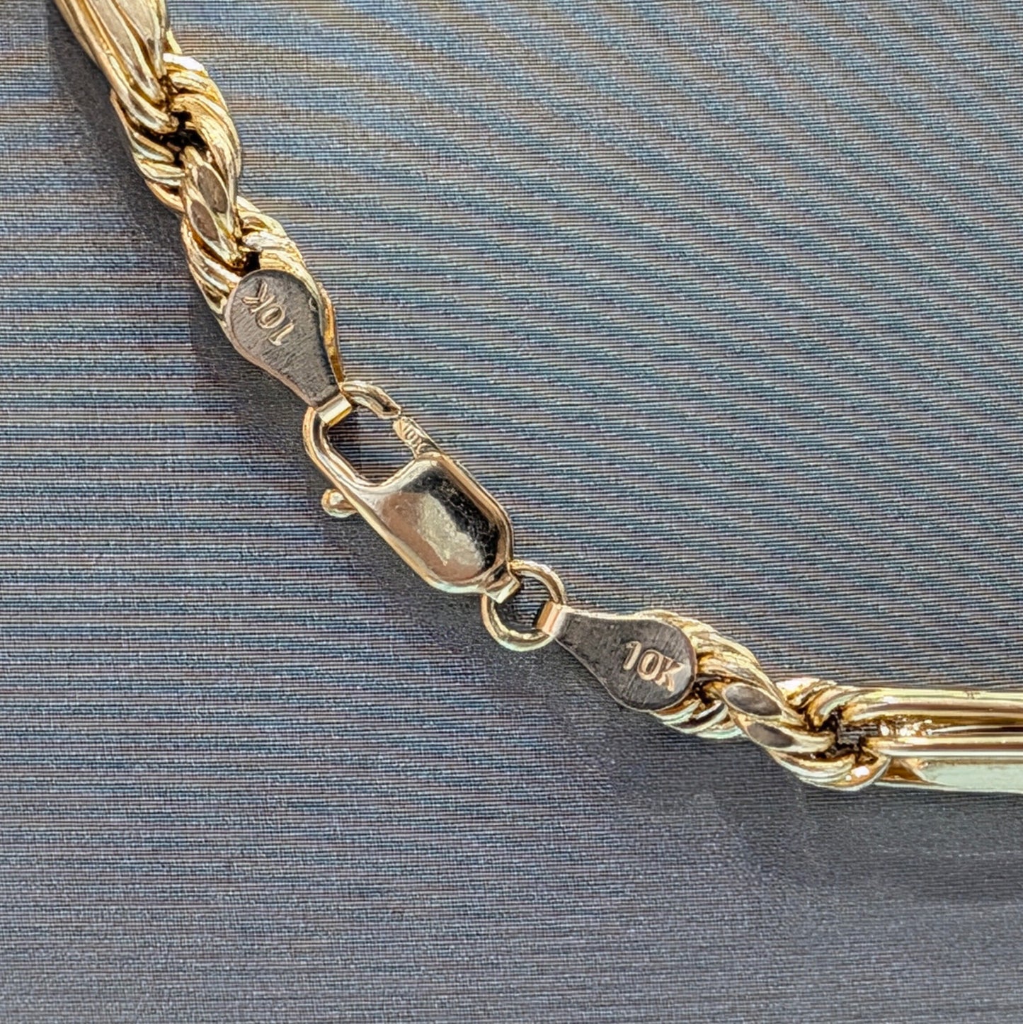 10K Gold Rope & Figaro Bar Chain Necklace