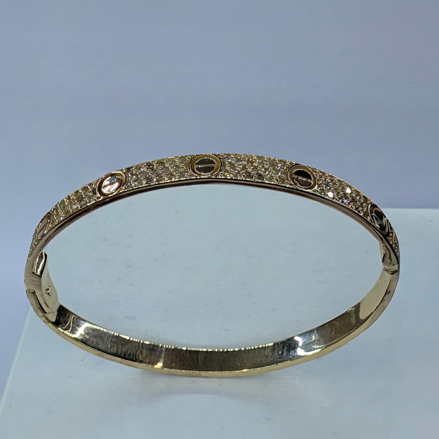 14K Yellow Gold and Diamond Bangle Bracelet
