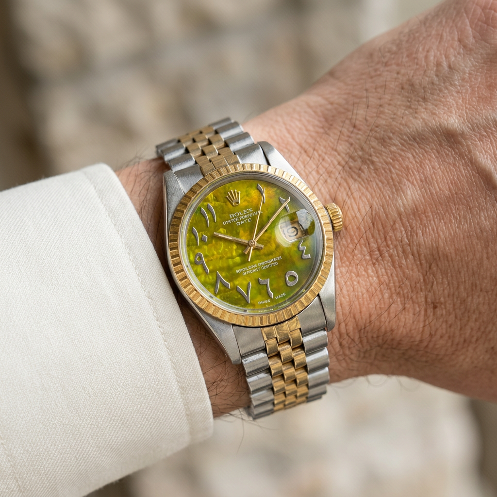 1978 Rolex Date 1505 | Gold & Steel | Custom Malachite Arabic Dial