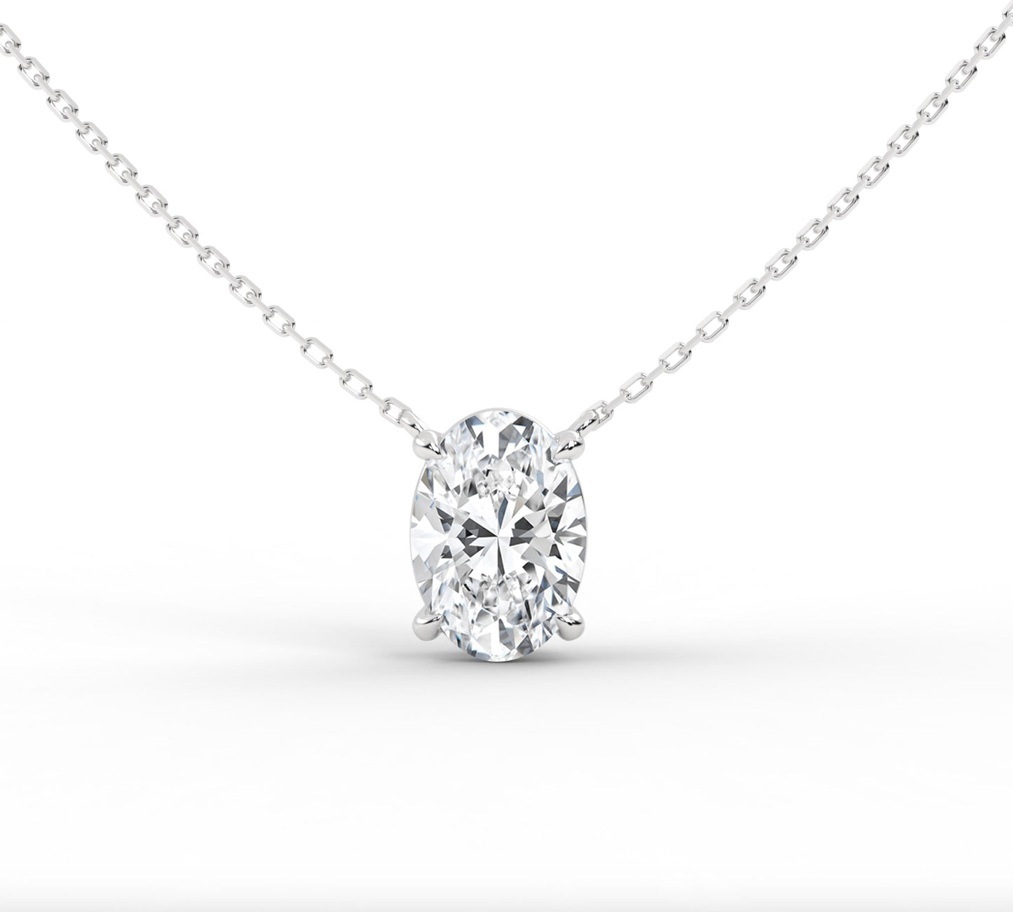 Oval Solitaire Diamond Necklace
