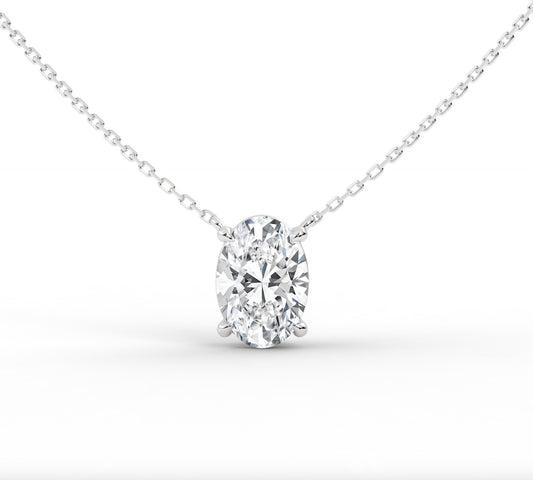 Oval Solitaire Diamond Necklace