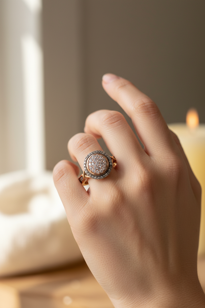 10K Rose Gold Diamond Cluster Ring – Lifestyle