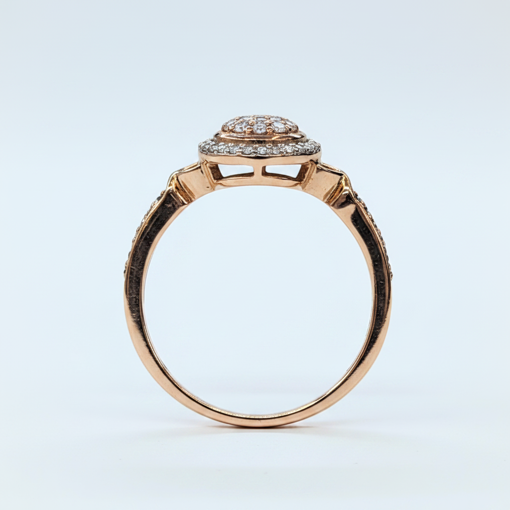 10K Rose Gold Diamond Cluster Ring – Side Profile
