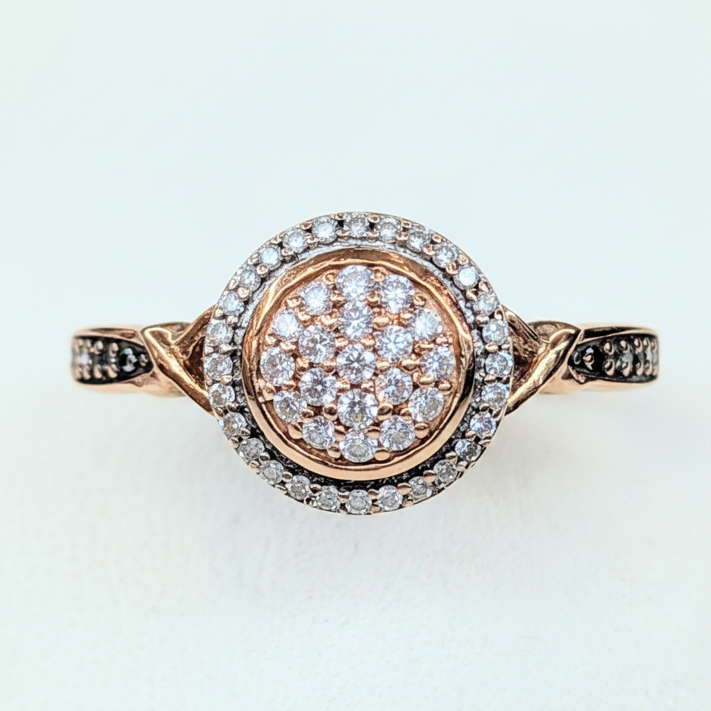 10K Rose Gold Diamond Cluster Ring – Top View