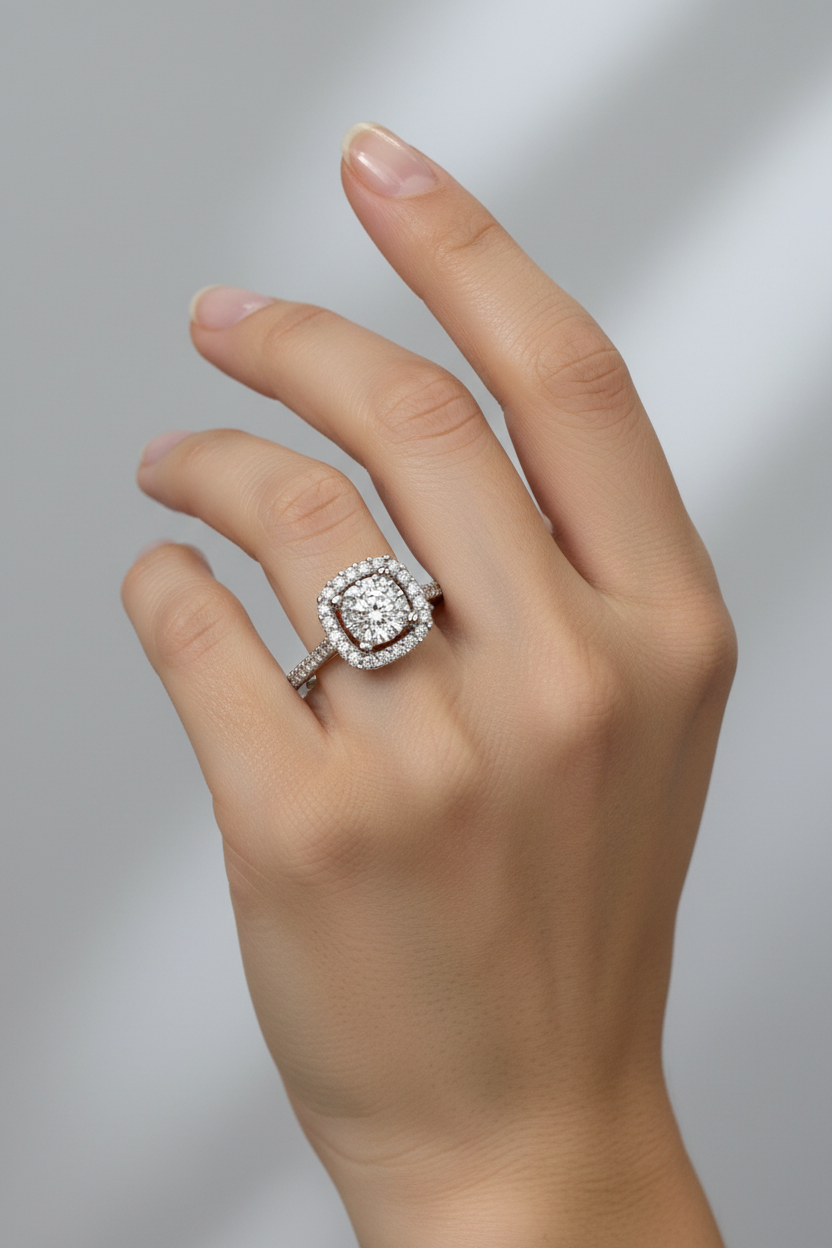 10K WG Diamond Ring – On Finger
