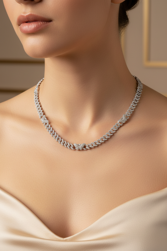 10K White Gold Diamond Cuban Butterfly Chain Lifestyle
