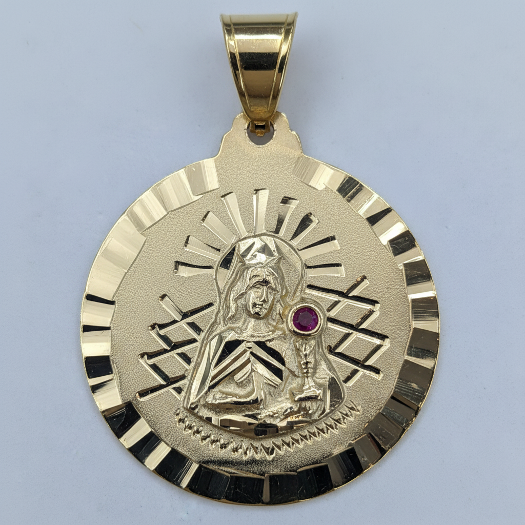10K Yellow Gold Saint Barbara Pendant - Detail