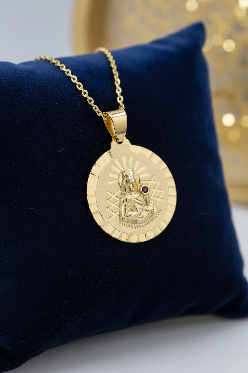 10K Yellow Gold Saint Barbara Pendant - Lifestyle