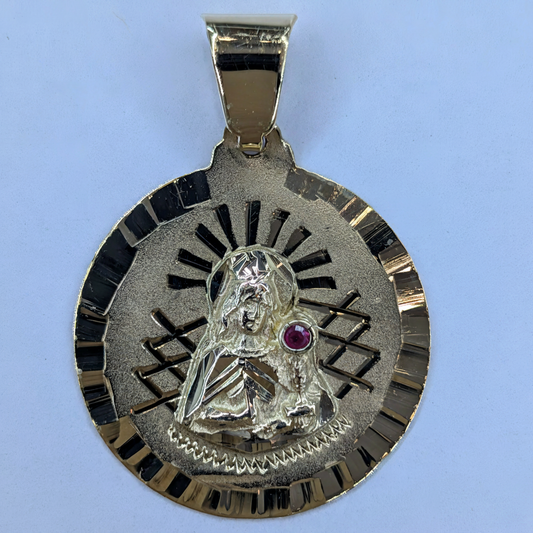 10K Yellow Gold Saint Barbara Pendant - White BG