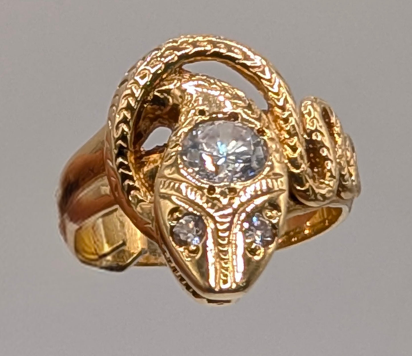 18K Yellow Gold Serpent Head Ring
