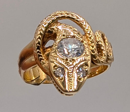 18K Yellow Gold Serpent Head Ring