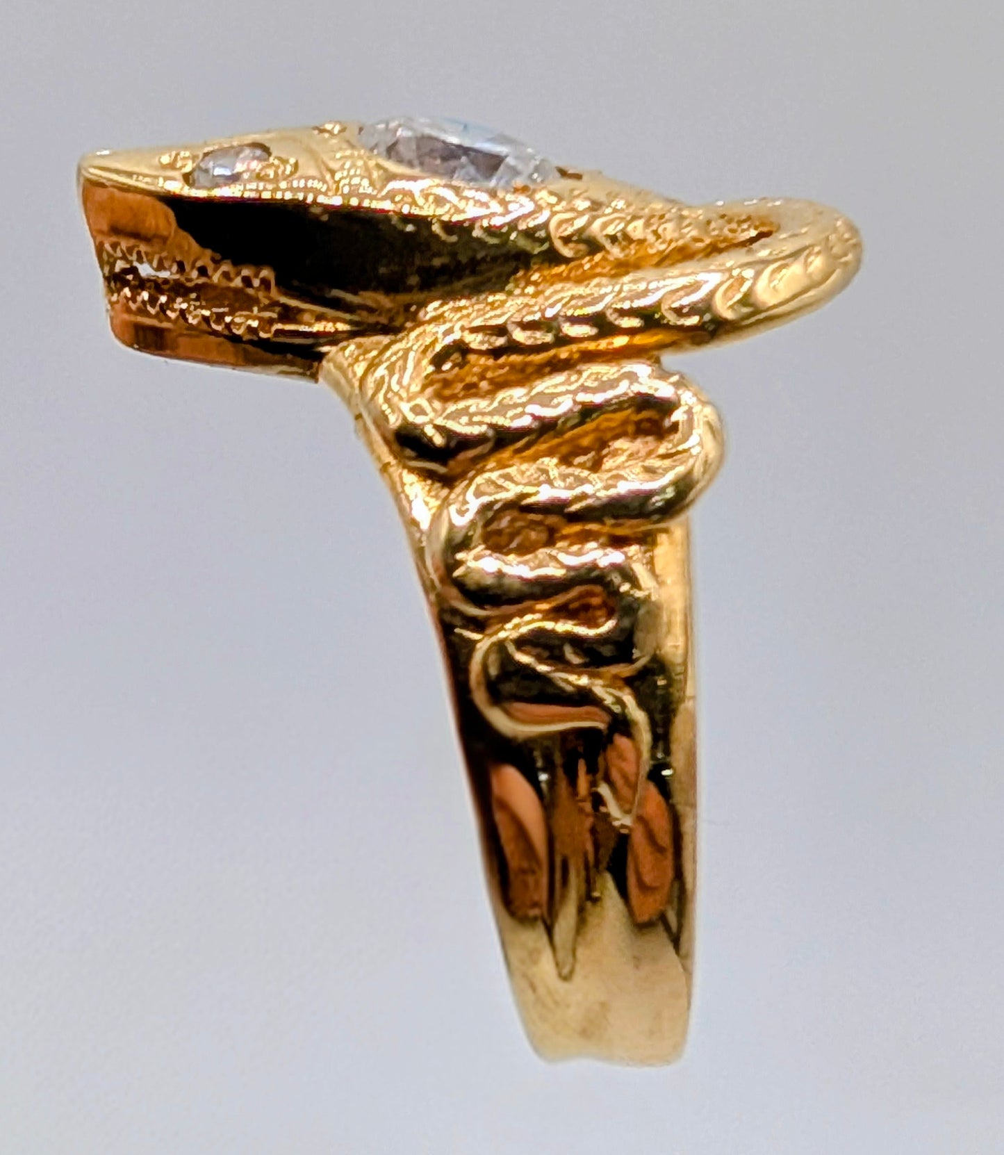 18K Yellow Gold Serpent Head Ring