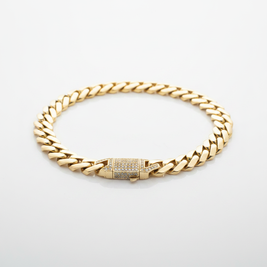 14K Cuban Link Bracelet – White Background