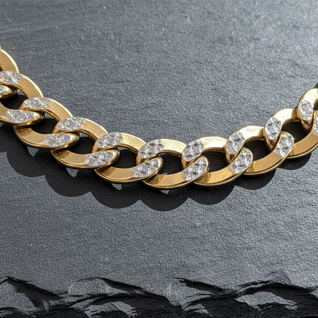14K Gold Diamond Cut Curb Chain – Slim 2.5mm Link Profile