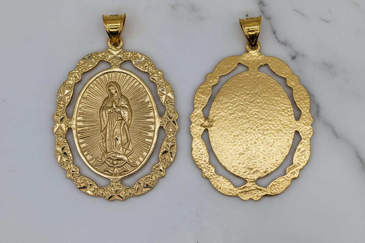 14K Guadalupe Pendant – Front & Back