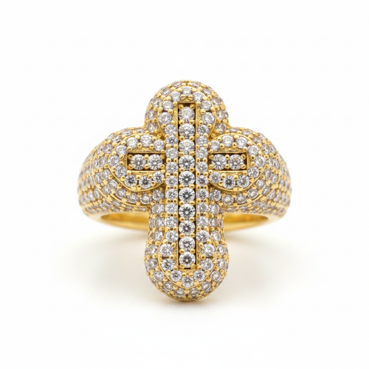 14K YG CZ Cross Ring – Studio