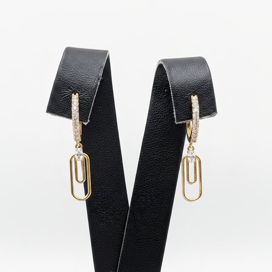 14K YG Diamond Paperclip Earrings - Hero