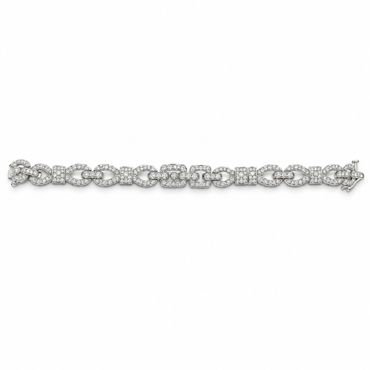 18K DIA and White Gold Bracelet 7 Inch - 10.3mm - 35.3g
