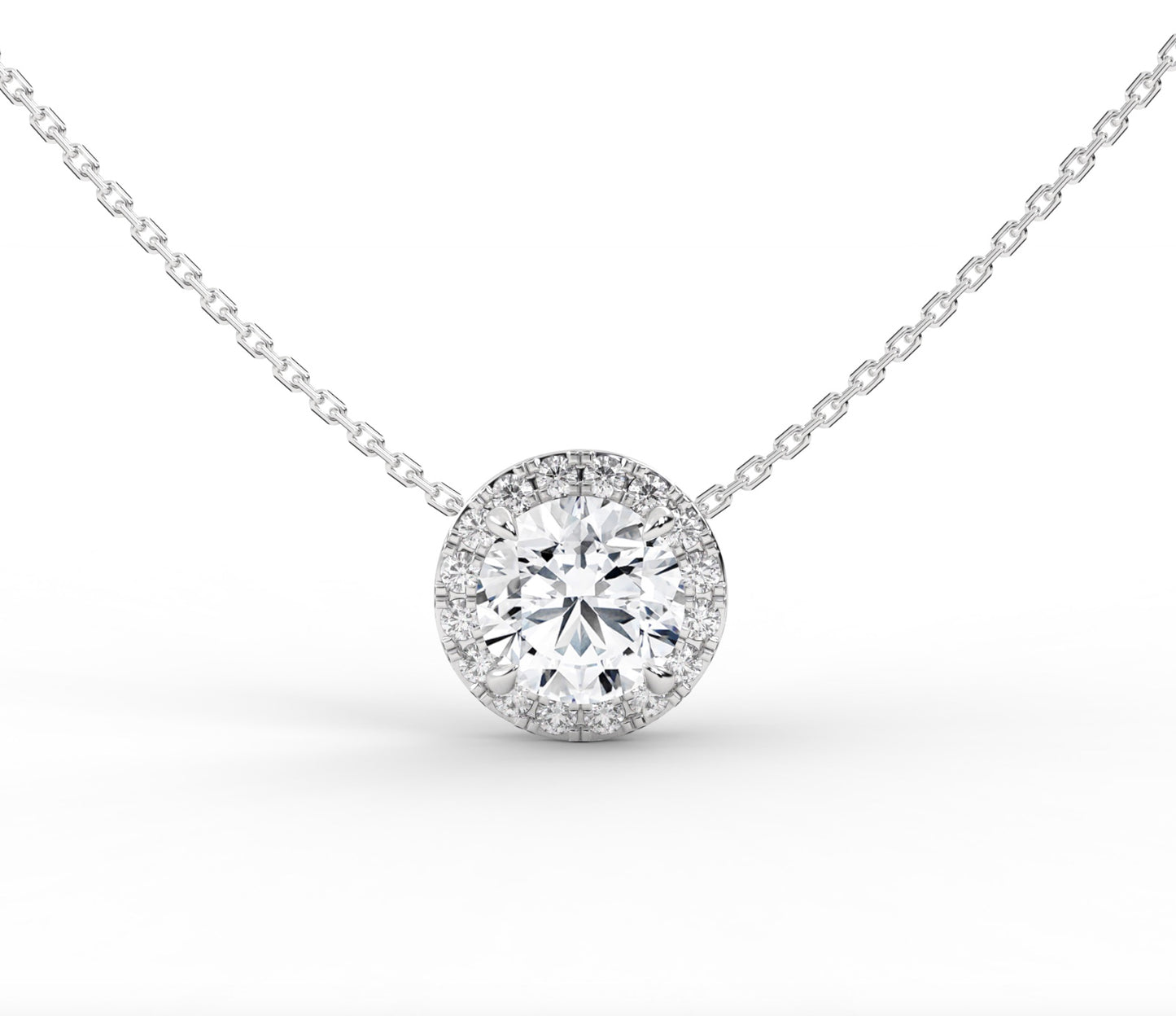 Round Halo Diamond Necklace