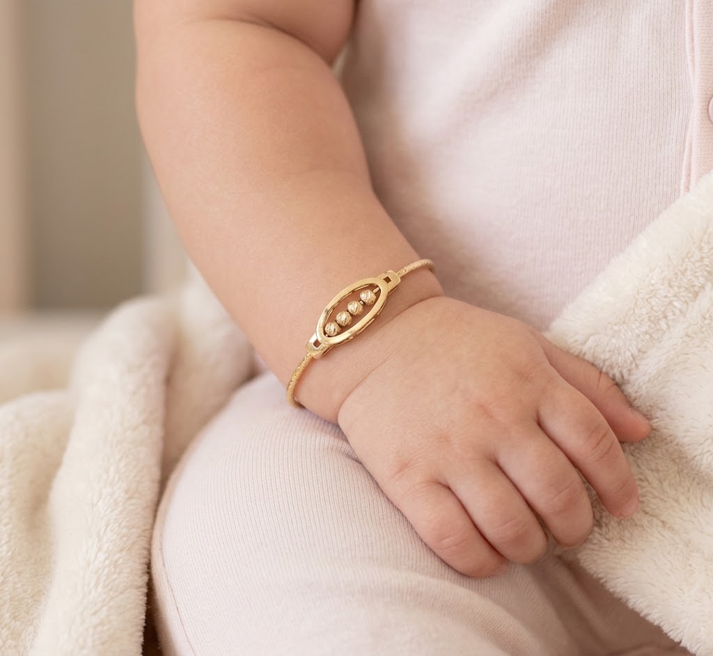 10K Solid Gold Infant / Toddler Adjustable Bangle Bracelet – 2.1g