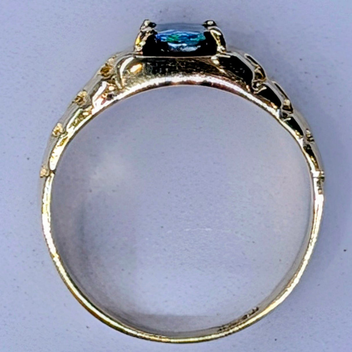 Vintage 14K Yellow Gold Black Opal Signet Ring | Size 7