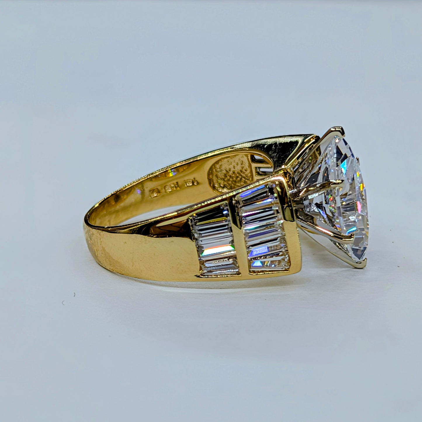 14K Yellow Gold CZ Marquise & Baguette Ring — 7.4g | Size 8.5