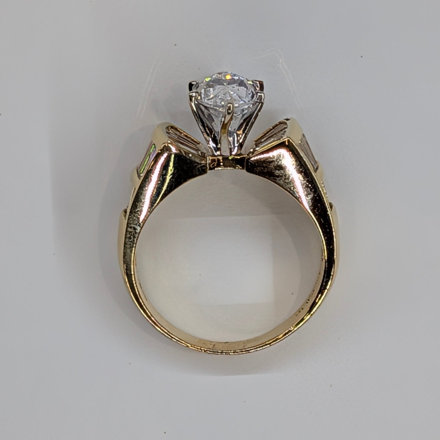 14K Yellow Gold CZ Marquise & Baguette Ring — 7.4g | Size 8.5