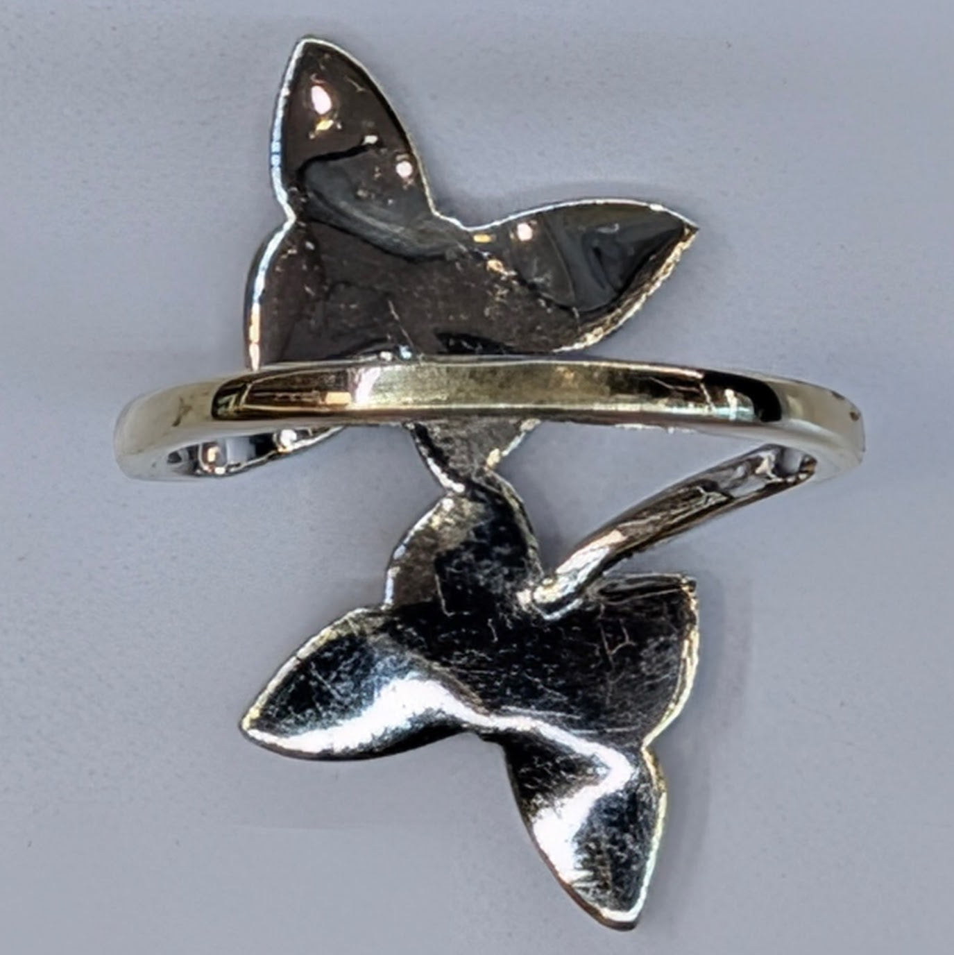 14K White Gold Diamond Double Butterfly Ring