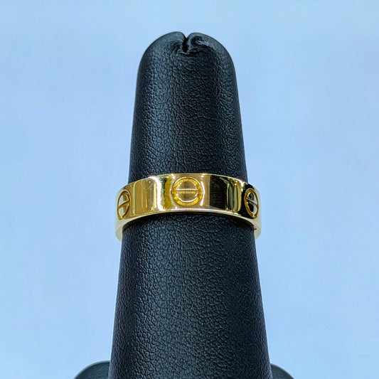 18K Yellow Gold LOVE Ring | 6.5mm Band | Size 8