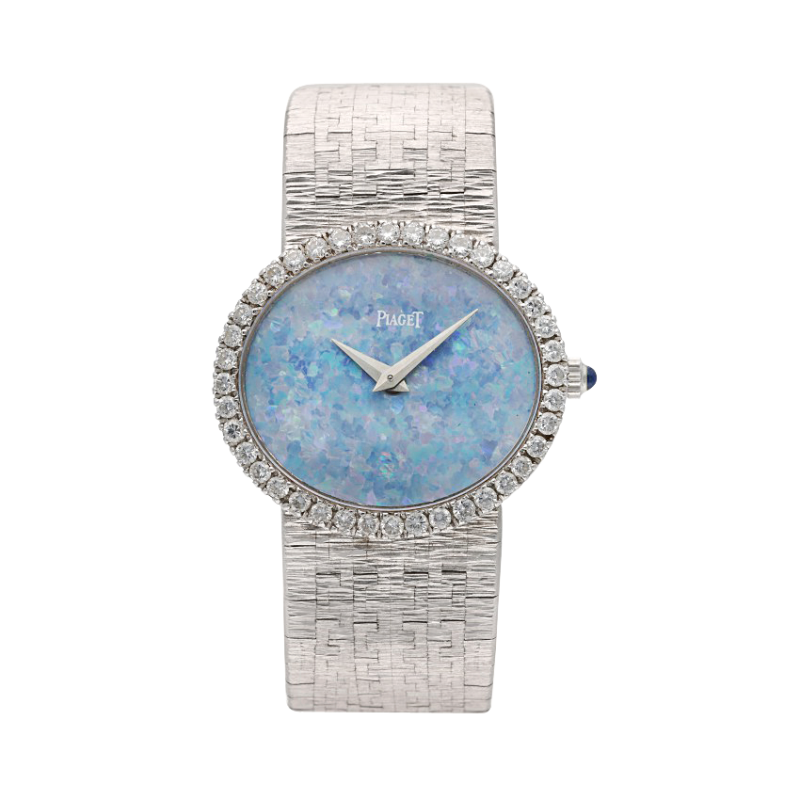 Vintage Piaget 9804 A67 18K White Gold Blue Opal Diamond Ladies Watch