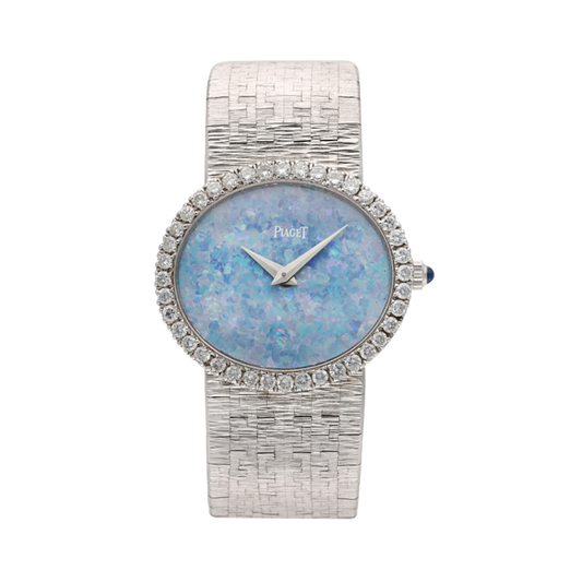 Vintage Piaget 9804 A67 18K White Gold Blue Opal Diamond Ladies Watch