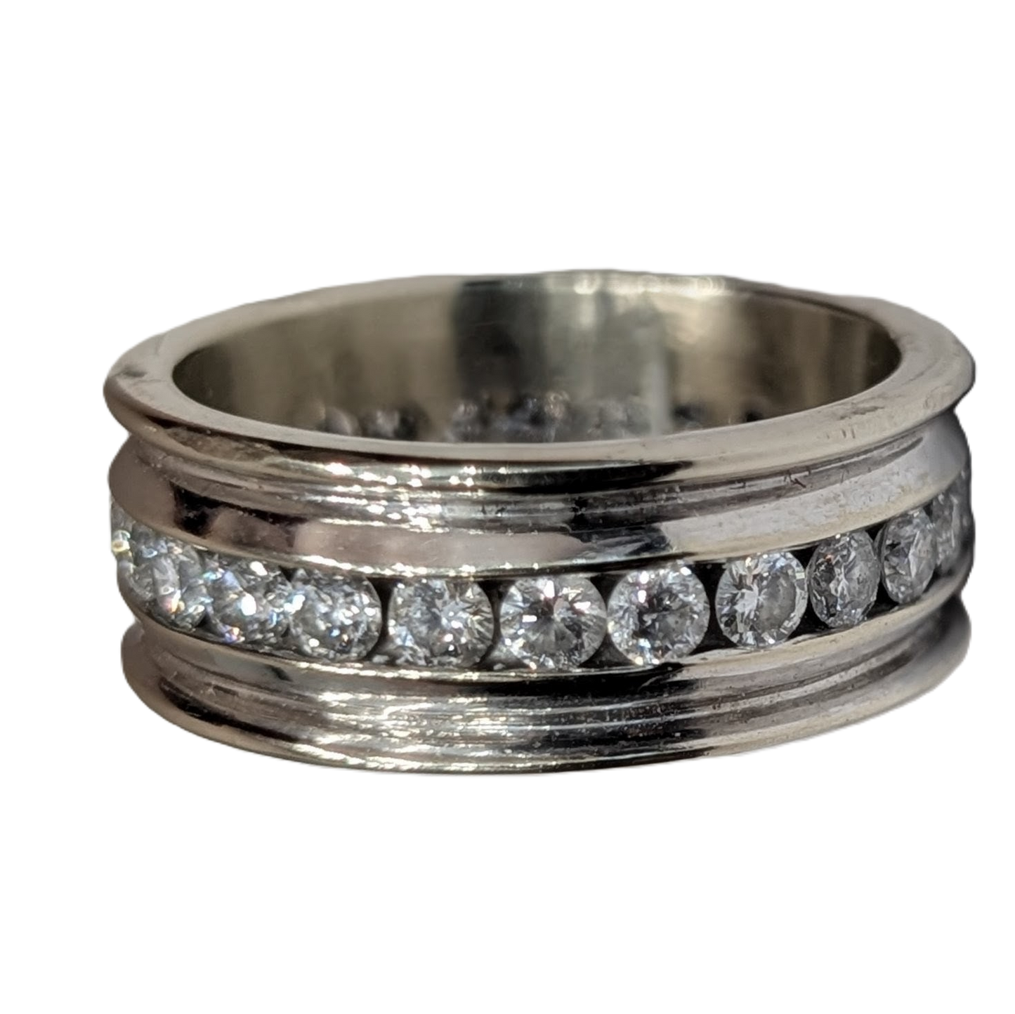 14K White Gold Channel-Set Diamond Eternity Band