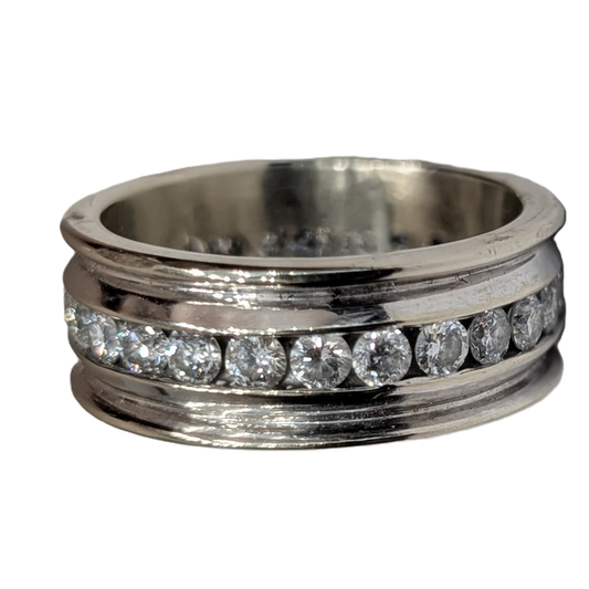 14K White Gold Channel-Set Diamond Eternity Band
