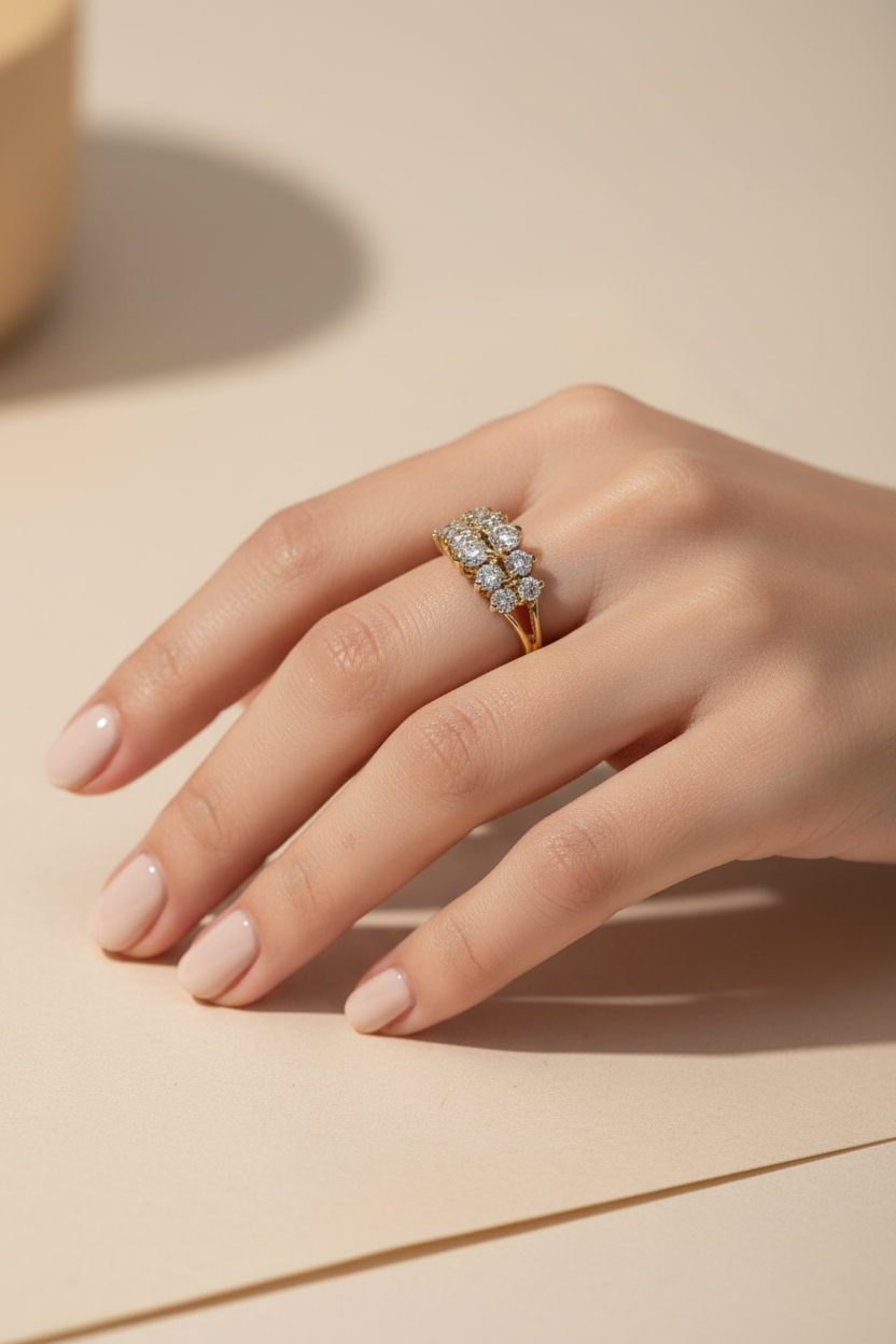 14K Yellow Gold Diamond Cluster Ring | 1 CTW | Size 7.5 | 10.8g