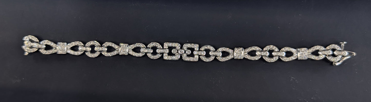 18K DIA and White Gold Bracelet 7 Inch - 10.3mm - 35.3g
