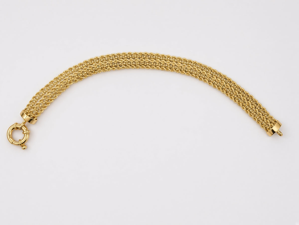 14K Yellow Gold Multi-Rope Bracelet | 7 Inch, 9.5mm