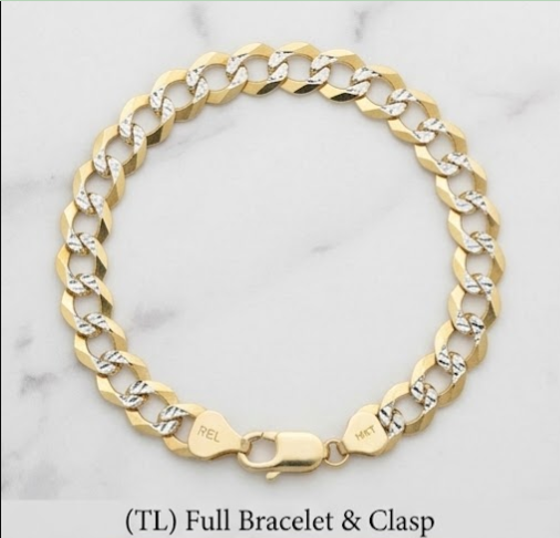 14K Yellow Gold Diamond Cut Curb Link Bracelet | 8.5" | 8.25MM | 14g
