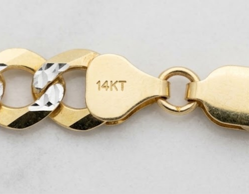 14K Yellow Gold Diamond Cut Curb Link Bracelet | 8.5" | 8.25MM | 14g