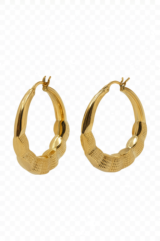 💎 10K Yellow Gold Classic Wave Hoop Earrings – 1.5 Inch | Lightweight 2.9g