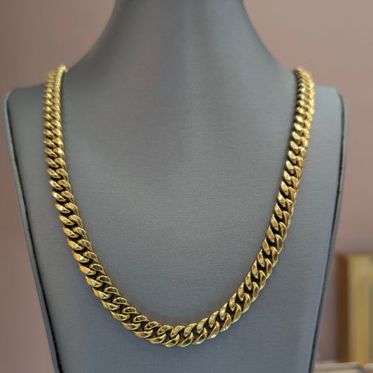 14K Yellow Gold 8.6mm Cuban Link Chain Necklace 22" | 47.6g