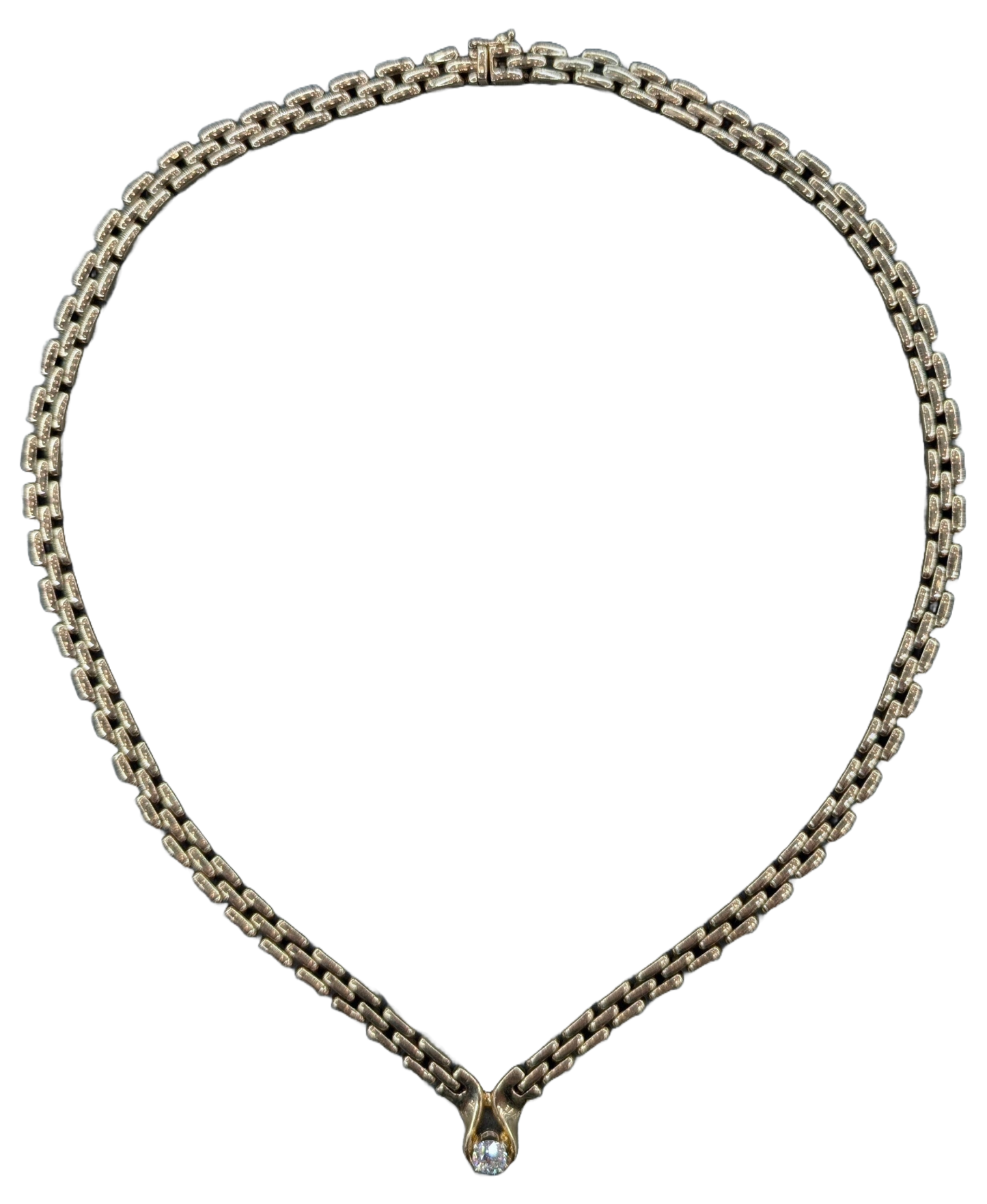 14K YELLOW GOLD PANTHER LINK DIAMOND NECKLACE