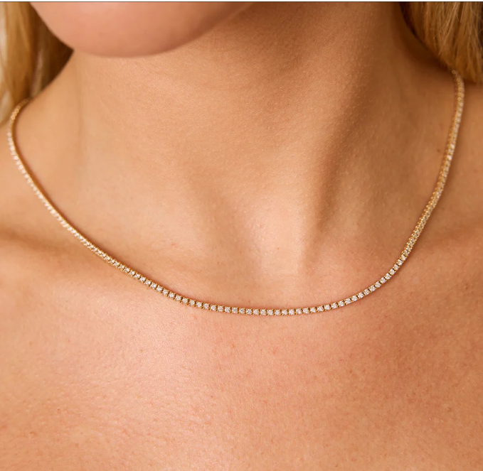 14K YG TENNIS STYLE NECKLACE 20in 2.5mm 7CT