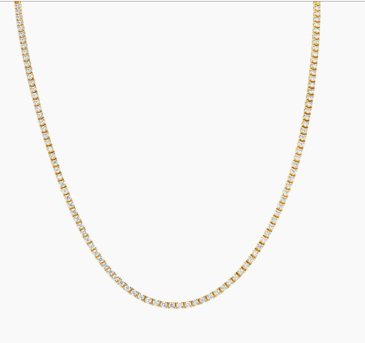 14K YG TENNIS STYLE NECKLACE 20in 2.5mm 7CT