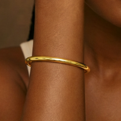 14K Yellow Gold Tubular Slip-On Bangle Bracelet - 3mm, 3-inch Diameter