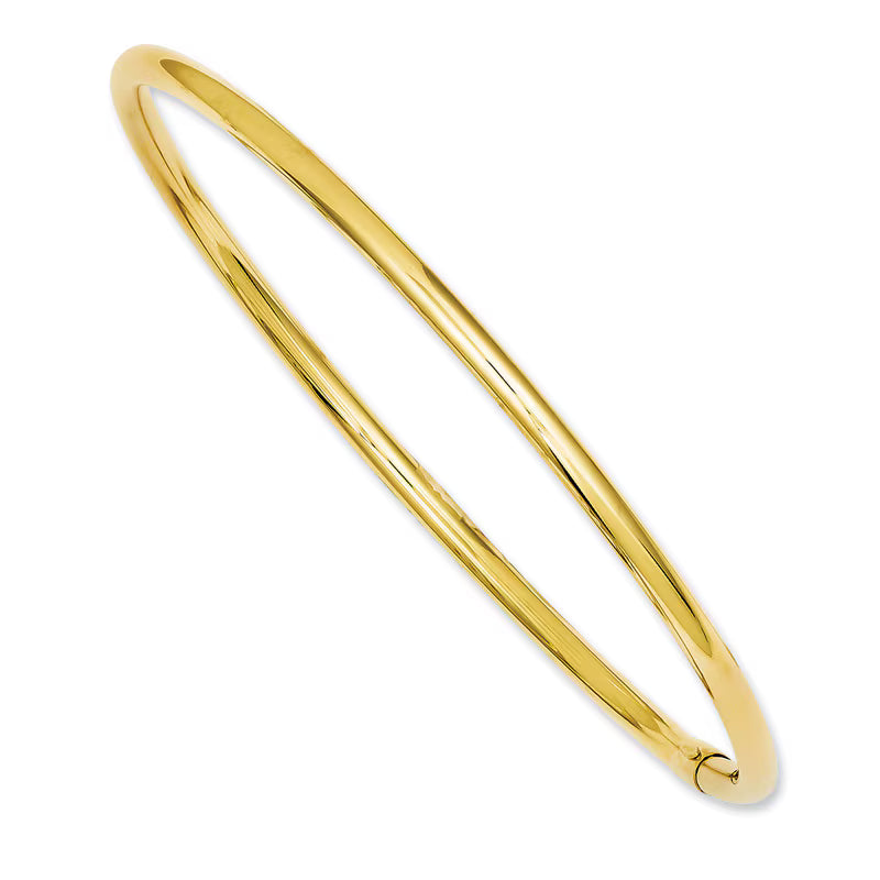 14K Yellow Gold Tubular Slip-On Bangle Bracelet - 3mm, 3-inch Diameter